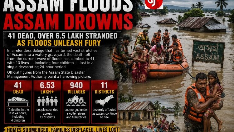 Assam Drowns: 41 Dead, Over 6.5 Lakh Stranded as Floods Unleash Fury