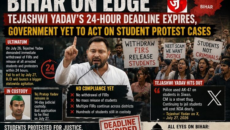 Bihar on Edge: Tejashwi Yadav's 24-Hour Deadline Expires, Government Yet to Act on Student Protest Cases