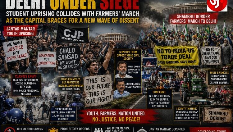 DELHI UNDER SIEGE: STUDENT UPRISING COLLIDES WITH FARMERS' MARCH AS THE CAPITAL BRACES FOR A NEW WAVE OF DISSENT