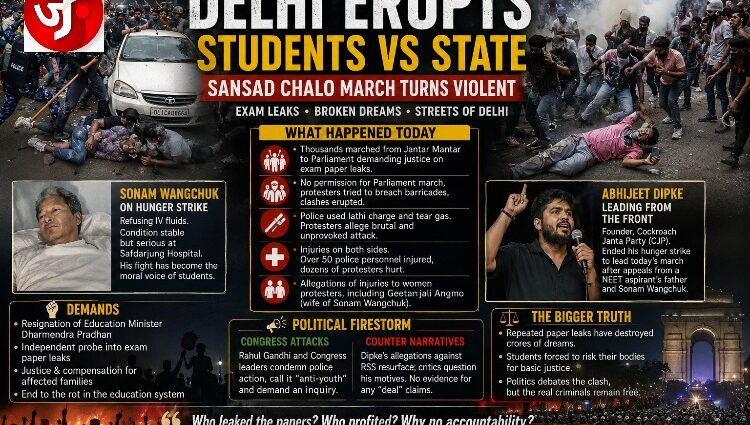 Sansad Chalo Turns Battleground: Police Force, Student Sacrifice, and Political Shadows Exposed