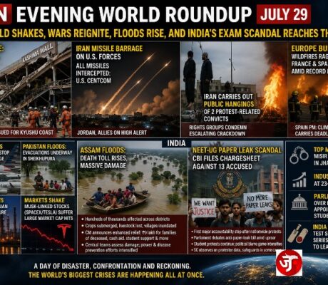THE WORLD SHAKES, WARS REIGNITE, FLOODS RISE, AND INDIA'S EXAM SCANDAL REACHES THE COURTS
