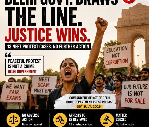 DELHI GOVERNMENT CLOSES NEET PROTEST CASES