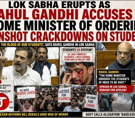 LOK SABHA ERUPTS AS RAHUL GANDHI ACCUSES HOME MINISTER OF ORDERING GUNSHOT CRACKDOWN ON STUDENTS