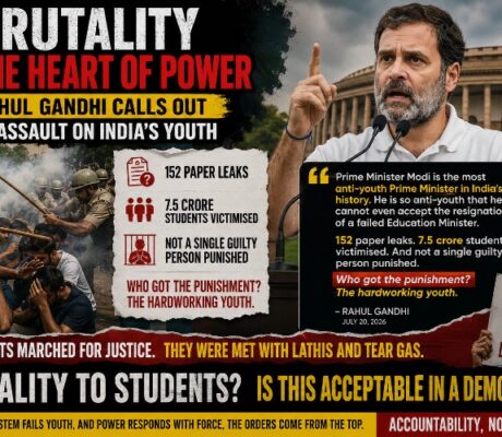 Standing before the media, Congress leader Rahul Gandhi delivered one of his strongest attacks yet on the Modi government.