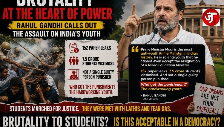 Standing before the media, Congress leader Rahul Gandhi delivered one of his strongest attacks yet on the Modi government.