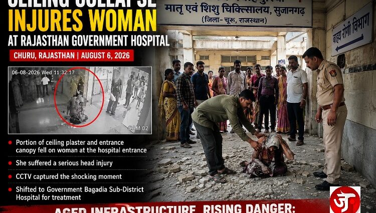 HOSPITAL HORROR IN RAJASTHAN: CEILING PLASTER CRASHES ON WOMAN, CCTV EXPOSES CRUMBLING INFRASTRUCTURE