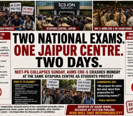 TWO NATIONAL EXAMS. ONE JAIPUR CENTRE. TWO DAYS. TOTAL CHAOS.