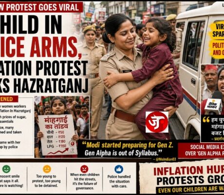 GEN ALPHA IN A POLICE OFFICER’S ARMS: LUCKNOW PROTEST VIDEO GOES VIRAL