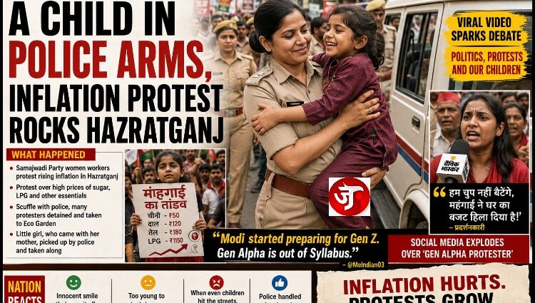 GEN ALPHA IN A POLICE OFFICER’S ARMS: LUCKNOW PROTEST VIDEO GOES VIRAL