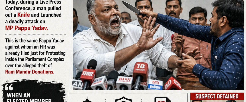 KNIFE SCARE AT MP Pappu Yadav’S PRESS MEET: ATTACK IN BROAD DAYLIGHT SHOCKS CAPITAL