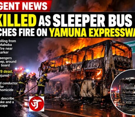 TRAGEDY- 9 KILLED AS SLEEPER BUS CATCHES FIRE ON YAMUNA EXPRESSWAY