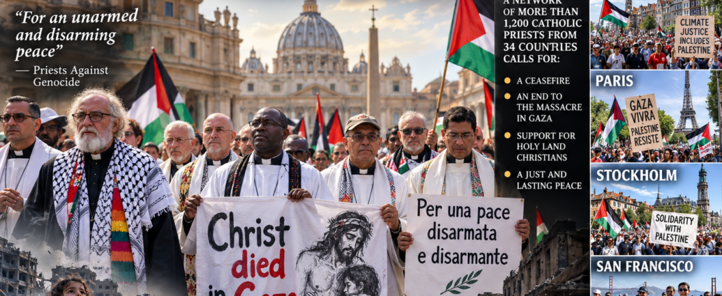 Priests from 34 countries unite in Rome to pray for Gaza as global solidarity marches continue
