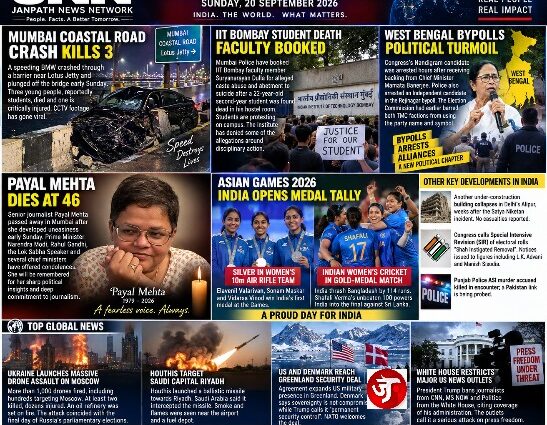 Payal gone, Mumbai Coastal Road tragedy, IIT Bombay student death, Bengal bypoll turmoil, Asian Games triumph and major global flashpoints dominate Sunday headlines
