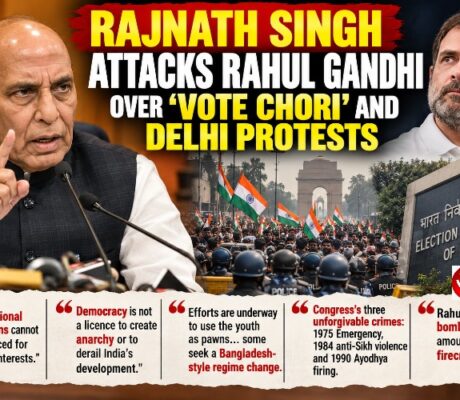 Rajnath Singh Attacks Rahul Gandhi Over ‘Vote Chori’, Warns of Anarchy Amid Delhi Protests