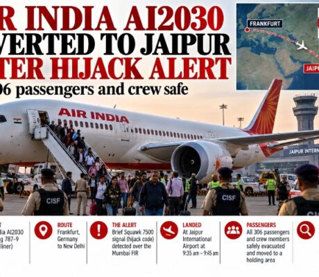 Hijack! Air India Frankfurt–Delhi Flight Diverted to Jaipur After Hijack Alert!