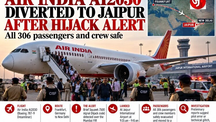Hijack! Air India Frankfurt–Delhi Flight Diverted to Jaipur After Hijack Alert!